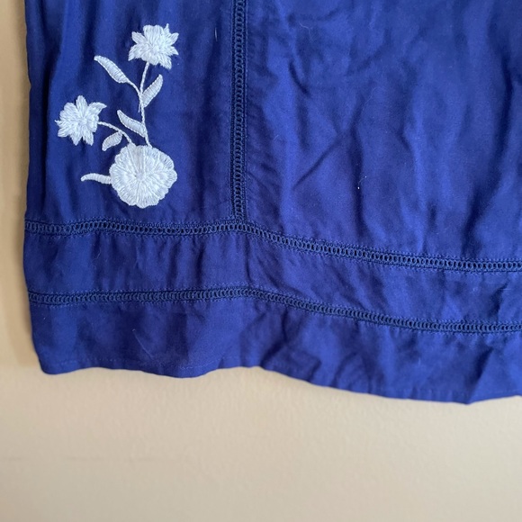 Blue Rain Boutique Brand Royal Blue and white floral embroidered dress. Size S - Picture 2 of 10
